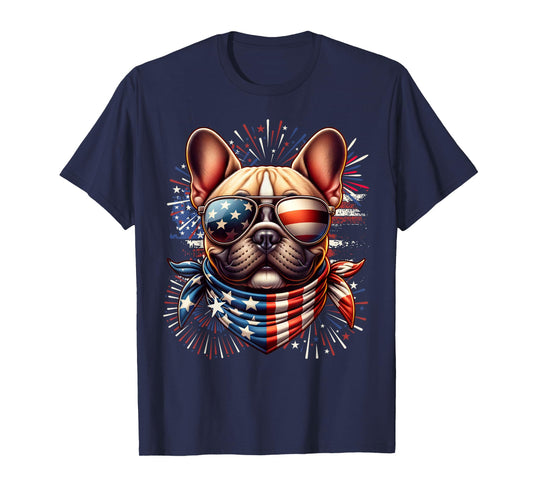 French Bulldog Patriotic 4th of July Fireworks USA Frenchie T-Shirt