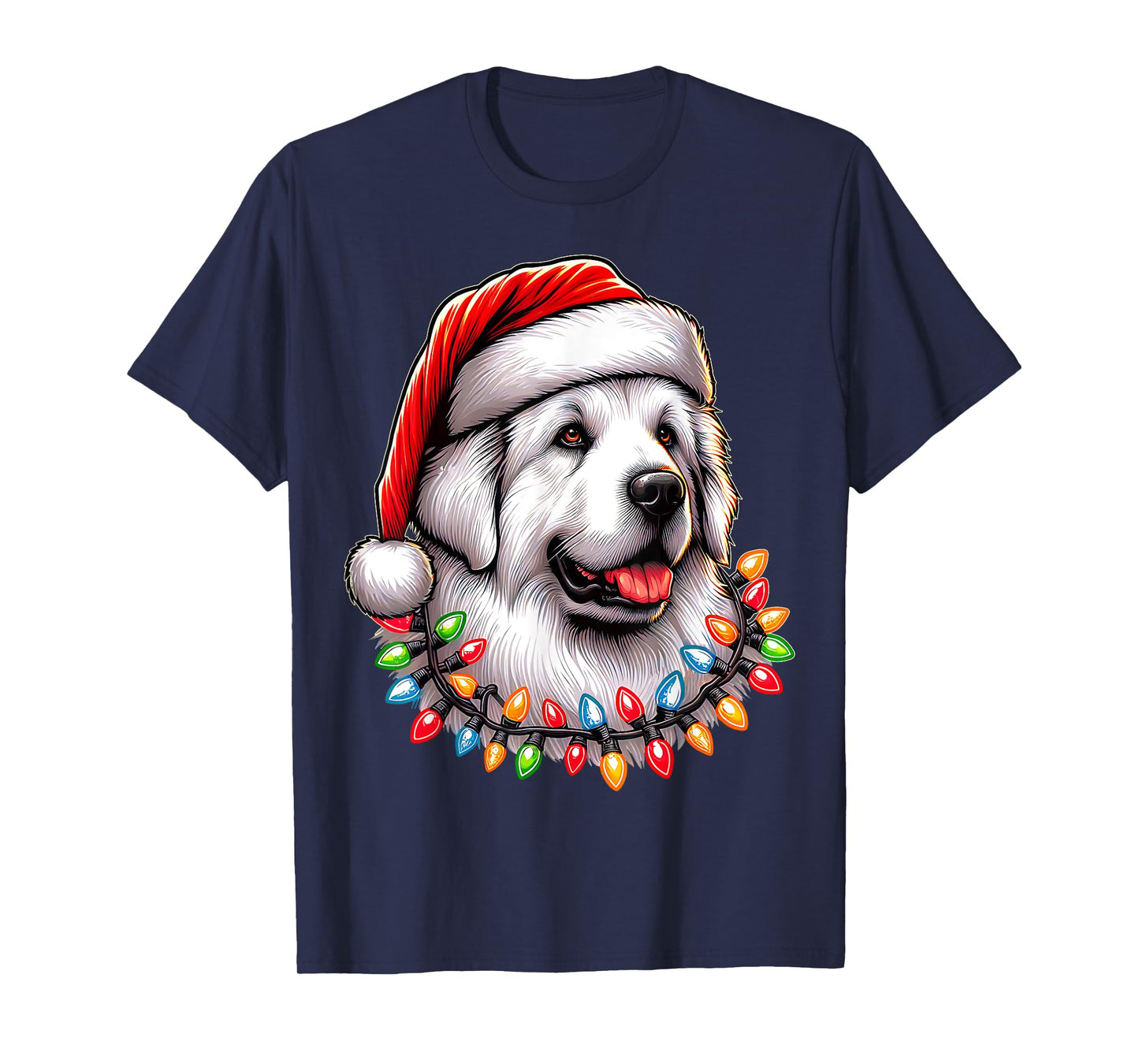 Great Pyrenees Dog Christmas Hat Xmas T-Shirt
