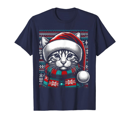 Christmas Cat Lover Funny Festive Holidays Cute Kitten Xmas T-Shirt for Men Women Kids