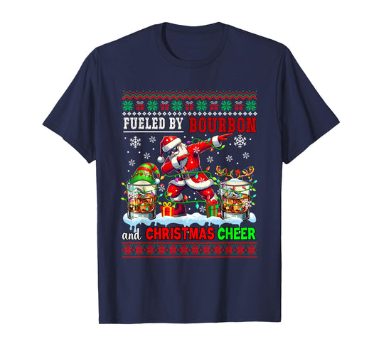 Fueled by Bourbon and Xmas Cheer Sweater Drinker Santa T-Shirt