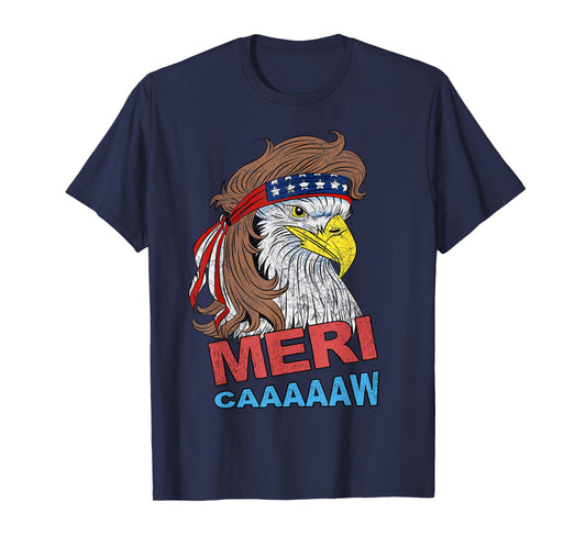 meri-caaaaaw - Eagle Mullet 4th Of July USA American Flag Women Kids Men T-Shirt