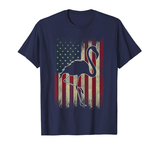 Flamingo 4th of July Vintage American Flag Flamingo T-Shirt