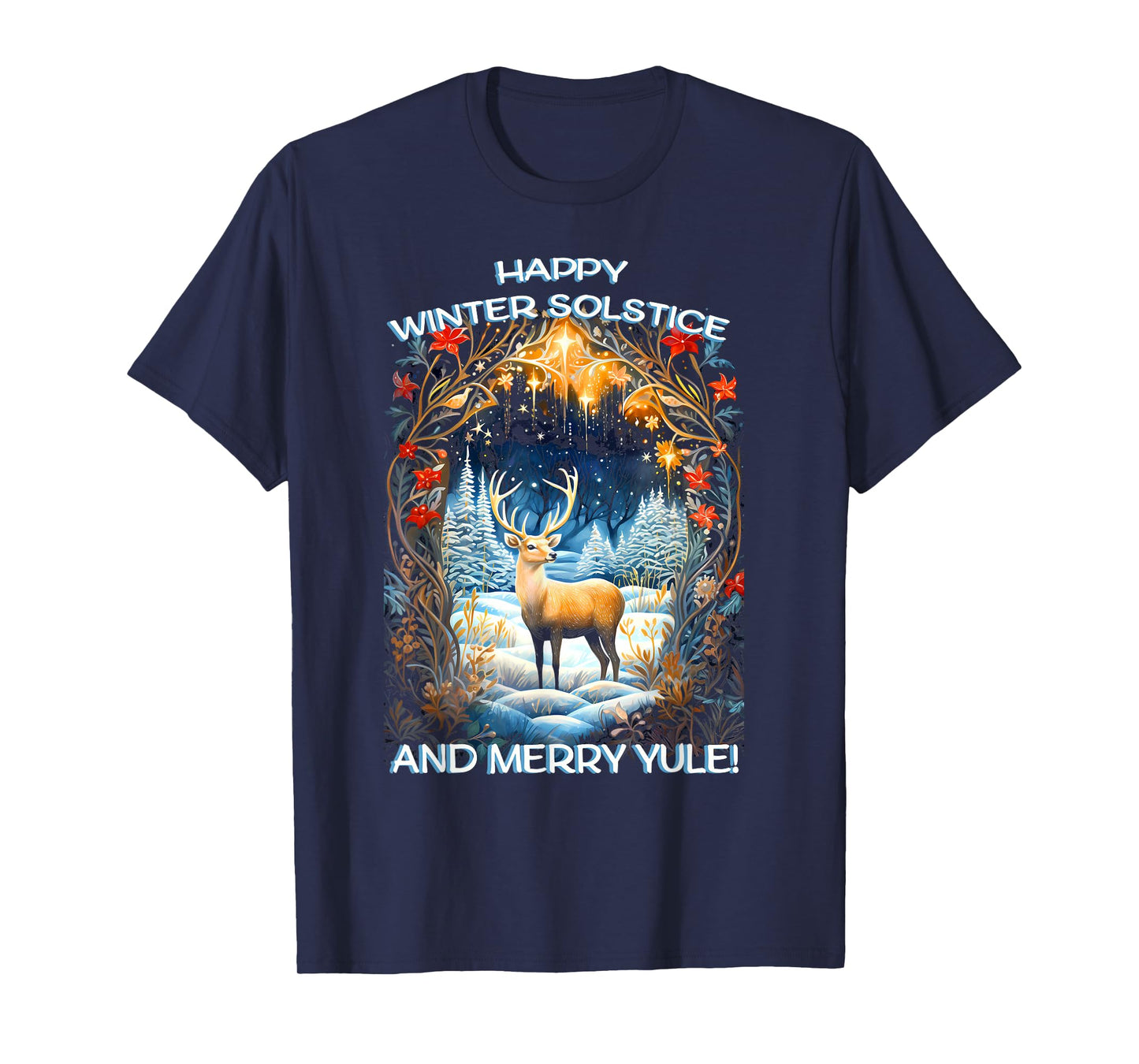 Merry Solstice Happy Yule Christmas Bird Nordic Xmas Graphic T-Shirt