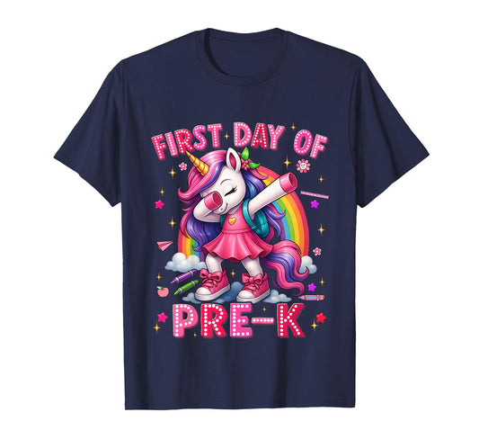 First Day Of Prek Pre K Unicorn Back To School Girls Outfits T-Shirt