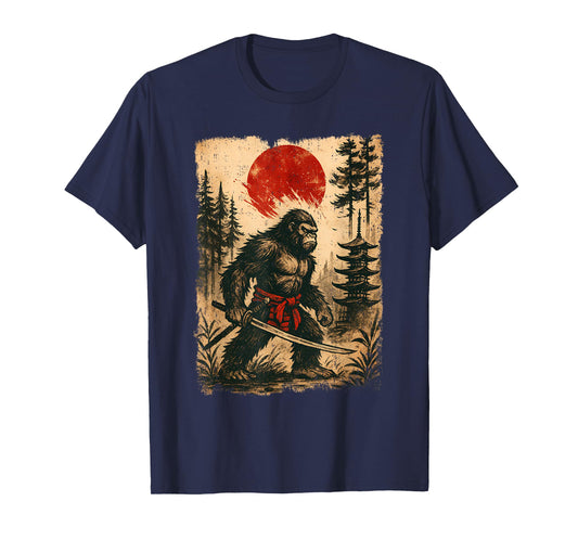 Funny Samurai Bigfoot Japanese Vintage Sasquatch Ukiyo-e T-Shirt