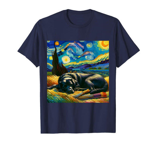 Black Labrador Starry Night Shirt Vincent Van Gogh Lab Mom T-Shirt