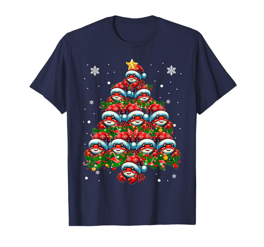 Crab Lighting Xmas Holiday Santa Crab Christmas Tree T-Shirt