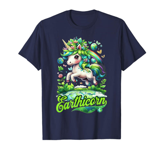 Earthicorn Unicorn Earth Day T-Shirt Kids Girls Go Green T-Shirt