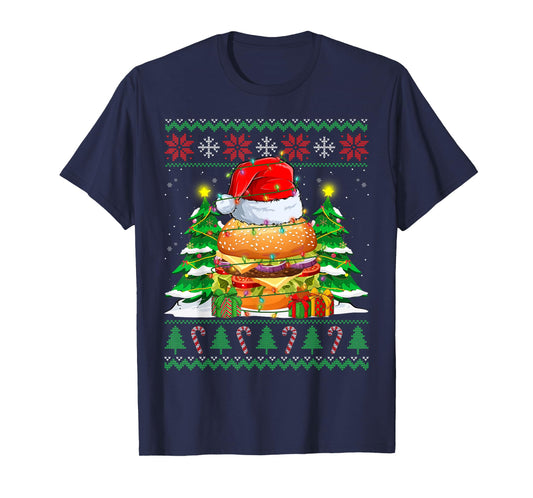 Santa Hamburger Fast Food Lovers Ugly Xmas Sweater Christmas T-Shirt