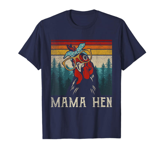 Funny Mama Hen Shirt Vintage Retro Chicken Mom Mother T-Shirt