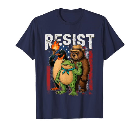 Penguin Frog Bear Resist Protest Against Tariffs T-Shirt
