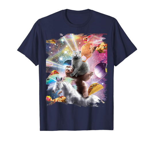 Laser Eyes Space Chicken Cat Sloth Unicorn T-Shirt