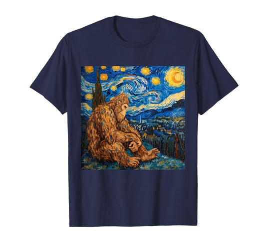 Sasquatch Starry Night Van Gogh T-Shirt