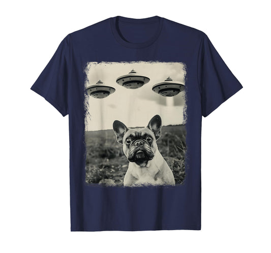 French Bulldog Dog UFO Alien Extraterrestrial Selfie T-Shirt