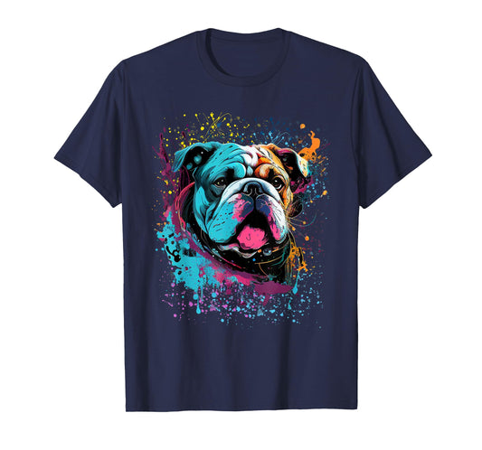 Colorful Splash Art English Bulldog Portrait Puppy Owner T-Shirt