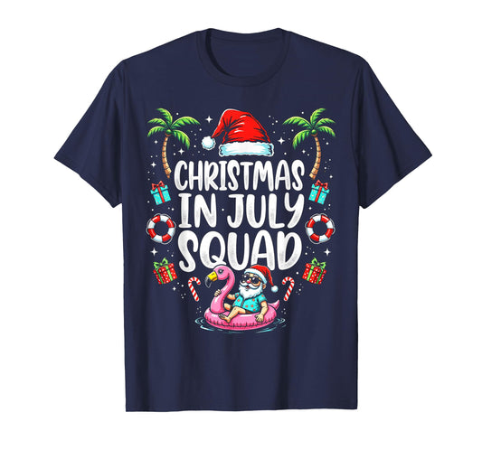 Christmas In July 2025 Squad Summer Beach Vacation Xmas Cool T-Shirt
