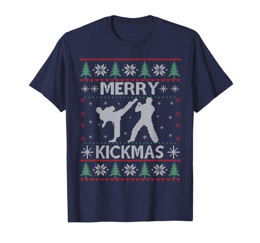 Merry Kickmas Taekwondo Christmas Ugly Sweater Xmas Funny T-Shirt