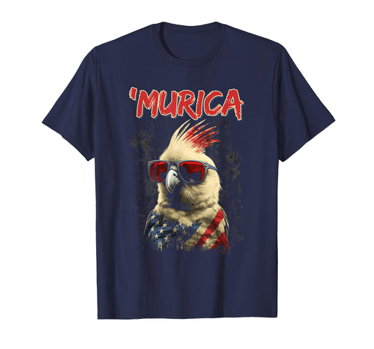 Cool Patriotic Cockatiel Bird, Murica 4th of July Cockatiel T-Shirt