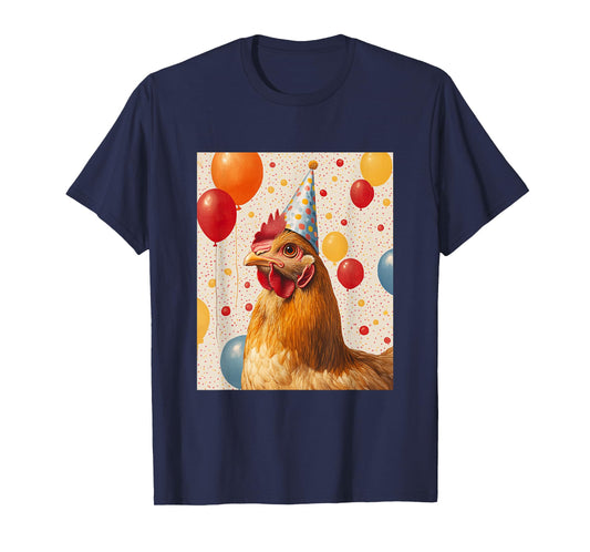 Chicken Retro Art Print Birthday Party Balloons & Party Hat T-Shirt