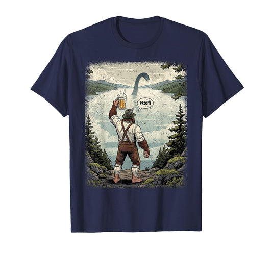 Funny German Bigfoot Loch Ness Monster Beer Cheers Man T-Shirt