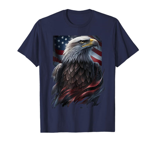 Eagle Bird 4th of July American Flag Veterans Memorial T-Shirt