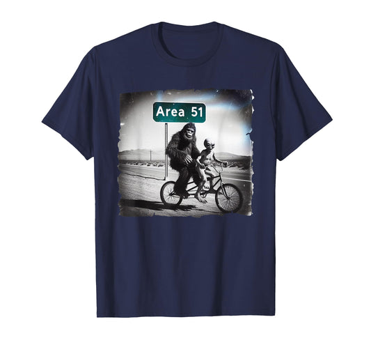 Area 51 Bike Funny Bigfoot Alien Sasquatch Roswell Nevada T-Shirt
