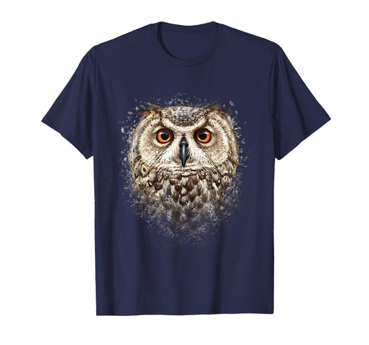 Artistic Owl Face - Birds Ornithologist Nature Animal Lover T-Shirt