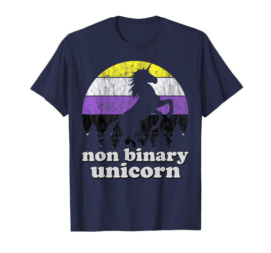 Non-Binary Unicorn Flag retro Vintage Nonbinary LGBTQ Pride T-Shirt