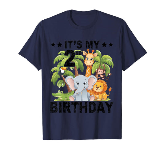 Kids It's My 2nd Birthday Zoo Safari Jungle Animals Theme Funny T-Shirt