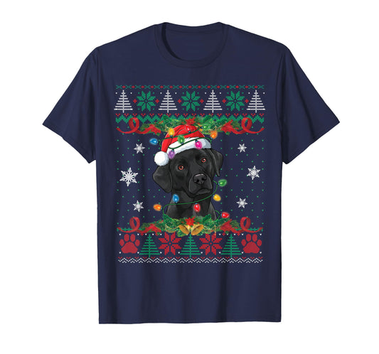 Black Lab Christmas Ugly Sweater Funny Dog Lover Xmas T-Shirt