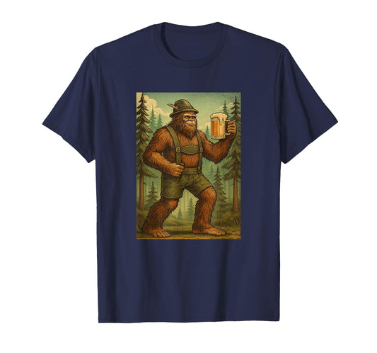 Mens Funny Oktoberfest tShirt German Bigfoot Lederhosen T-Shirt