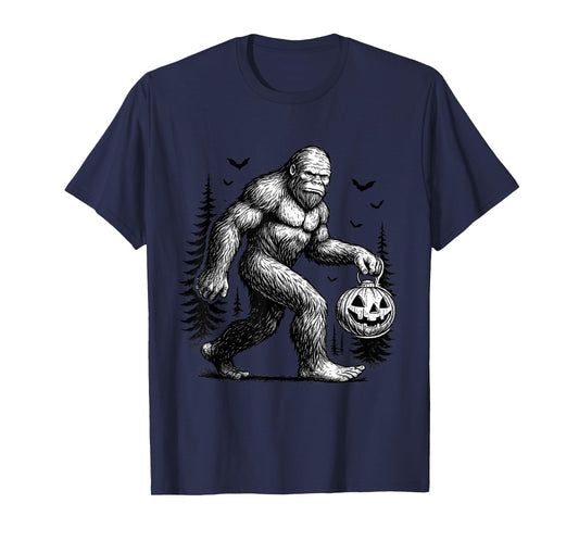 Spooky Halloween Bigfoot Pumskin Shirt Men Women T-Shirt
