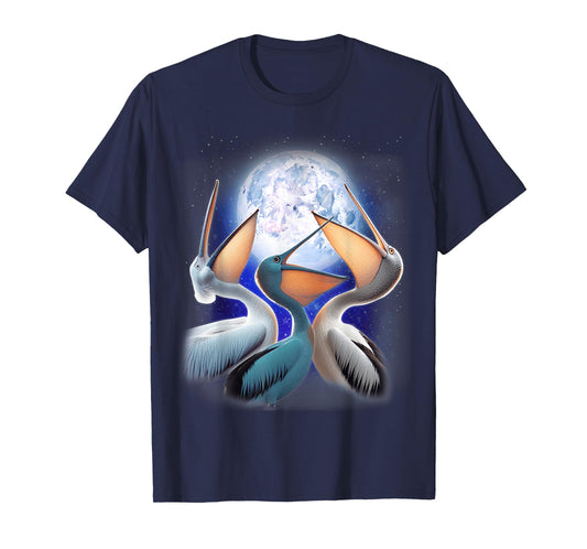 3 Pelicans Howling At The Moon Funny Pelican Bird Lover Kids T-Shirt