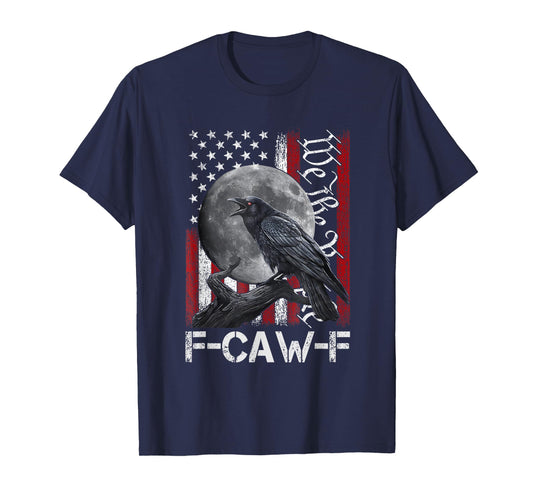 F-Caw-F Black Crow Black Bird Retro USA Flag Vintage F-Caw-F T-Shirt