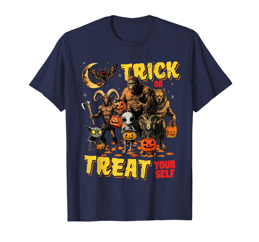 Trick Or Treat Yourself Cryptid Bigfoot Dogman Halloween T-Shirt