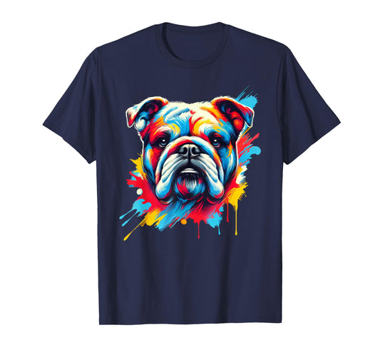 Colorful English Bulldog Dog Painting T-Shirt
