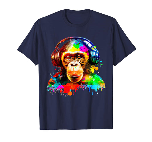 Chimpanzee With Headphones T-Shirt