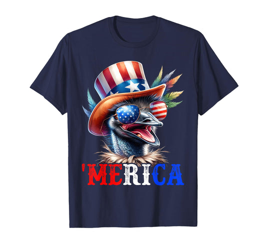 Merica Emu Patriotic 4th of July Funny Men Women T-Shirt