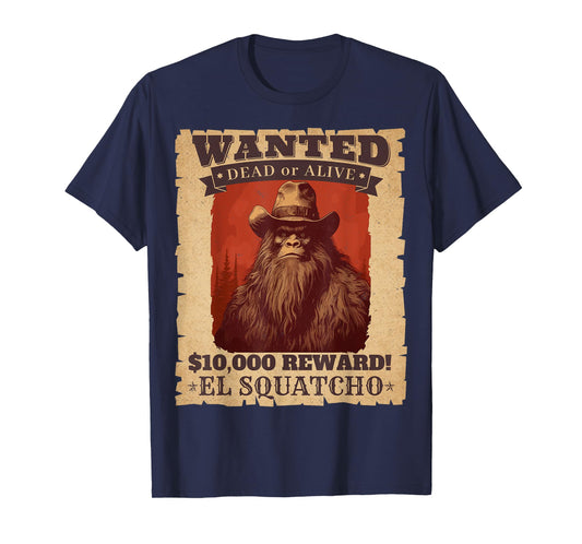 Funny Sasquatch Western Bigfoot Wanted Poster Cowboy Lover T-Shirt