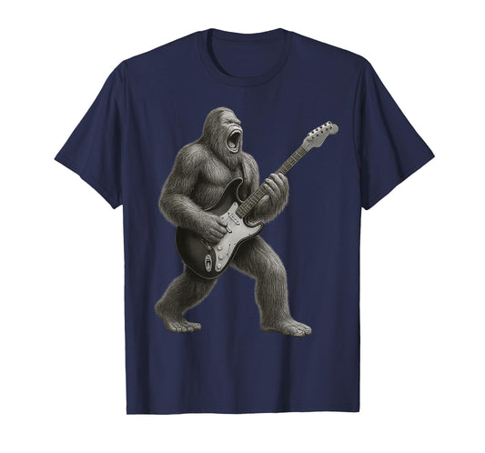 Bigfoot Playing Guitar Rock and Roll Gift Men Women Boy Girl T-Shirt
