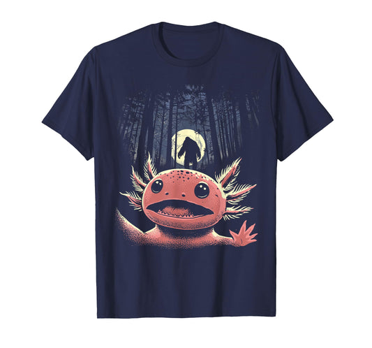 Scared Axolotl Selfie Axolotl With Bigfoot Sasquatch Cryptid T-Shirt