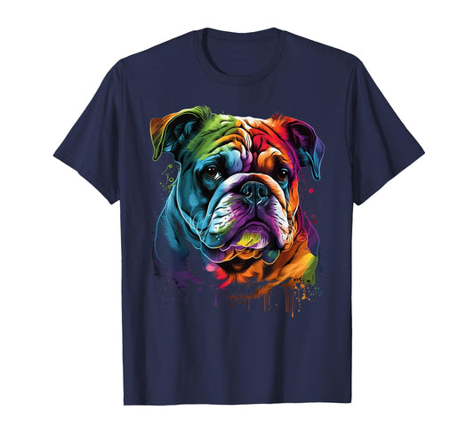 English Bulldog Painting Unique Dog Art Animal Lover T-Shirt for Men Women Kids