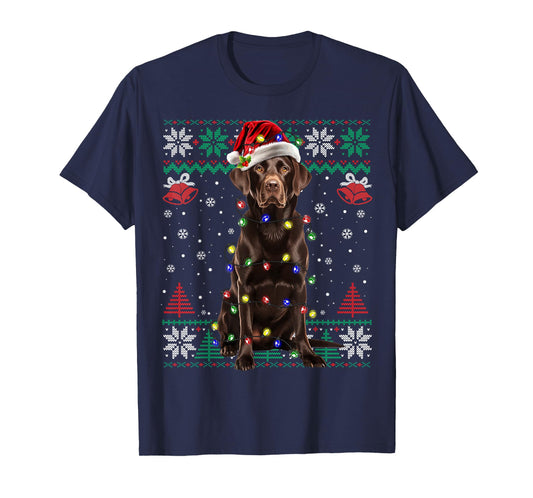 Chocolate Lab Christmas Santa Hat Dog Ugly Sweater T-Shirt