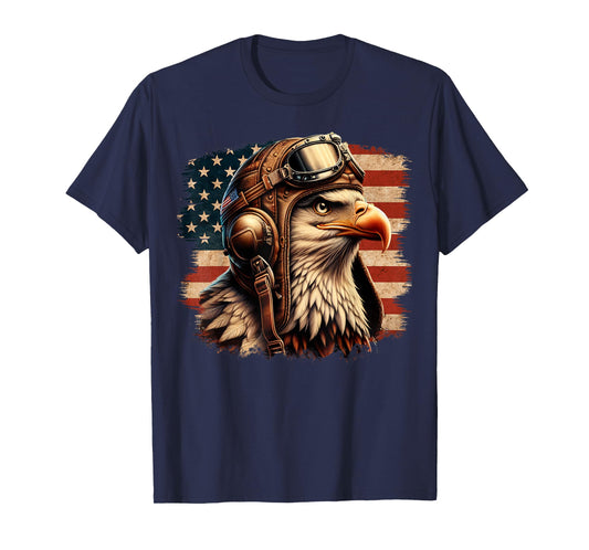 4th of July Patriotic American Shirt Eagle Fighter Pilot Women Kids Men T-Shirt