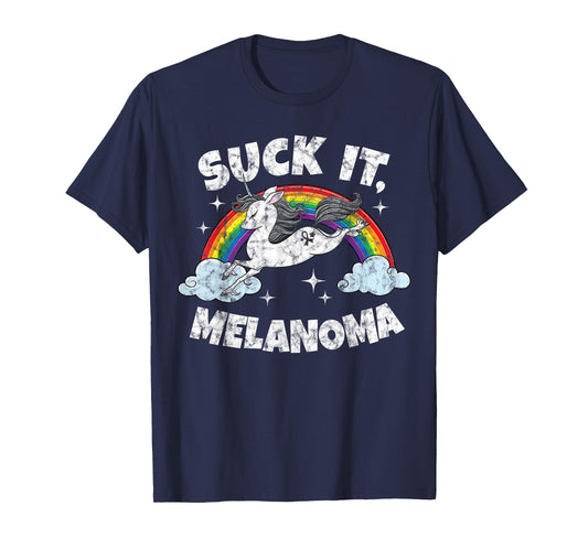 Suck It Melanoma Cancer Funny Quote Unicorn Rainbow T-Shirt