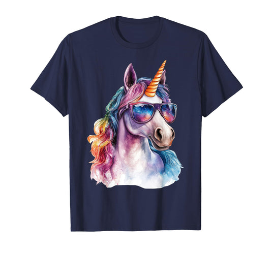 Cute Unicorn wearing Sunglasses Funny Graphic T-Shirt