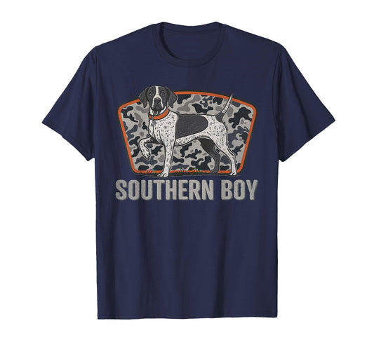 Southern Boy Hunting Dog Camo Retro Outdoor Local Boy Pride T-Shirt