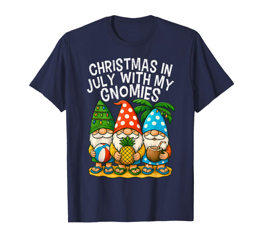 Gnome Christmas In July With my Gnomies Summer Vacation 2025 T-Shirt