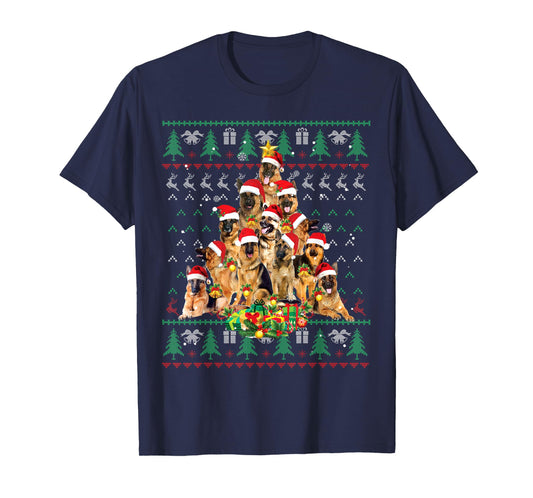 German Shepherd Christmas Tree Ugly Sweater Dog Xmas T-Shirt