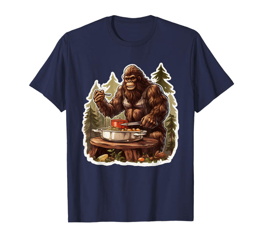 Bigfoot Chef Sasquatch Cooking Food Funny Foodie T-Shirt